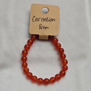 Orange Carnelian Stone Stretch Bracelet 8mm Beaded Bracelet Unisex NWOT